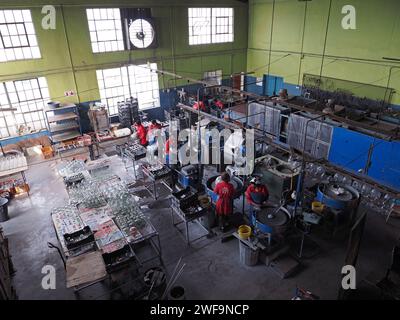 Ngwenya glass factory in eSwatini. They make all kinds of products, both useful and decorative, by recycling waste glass. Stock Photo