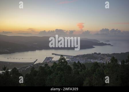 Viveiro , Spain ; 09 09 2023 : a view of Viveiro from Mount San Roque in Sunset Stock Photo