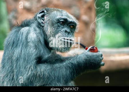 chimp smoking a cigarette Meet Azalea the chimp, new star at Pyongyang zoo Sun Sentinel chimpanzee smoking a cigarette Close-up