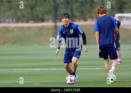 Al Erssal6, Doha, Qatar. 29th Jan, 2024. Takehiro Tomiyasu (JPN), January 29, 2024 - Football/Soccer : Japan national team training session during the AFC Asian Cup 2023 at Al Erssal6, Doha, Qatar. Credit: AFLO/Alamy Live News Stock Photo