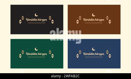 Ramadan Greeting card template. vector design set in simple and minimalist flat design style Stock Vector