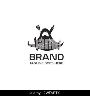 cooking hijab woman logo design vector Stock Vector