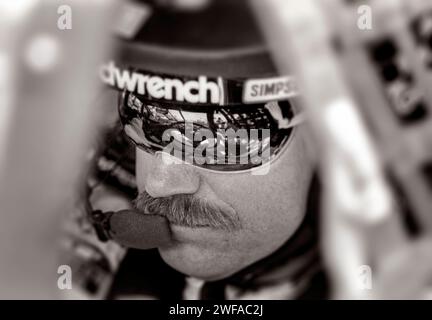 Dale Earnhardt gets ready to fire his engine before the start of the Coca-Cola 600 on May 29, 1994 at Charlotte Motor Speedway in Concord, N.C. (Photo by Travis Bell) Stock Photo