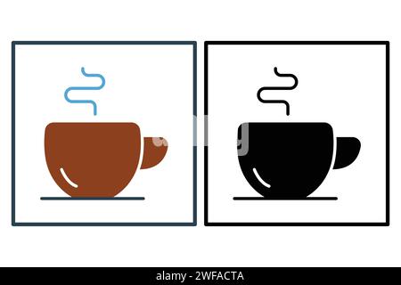 Coffee cup icon. icon related to coffee shops and cafes. solid icon style. element illustration Stock Vector