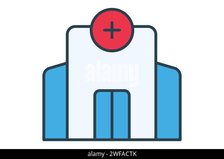 Hospital building icon. icon related to healthcare facilities. flat line icon style. element illustration Stock Vector