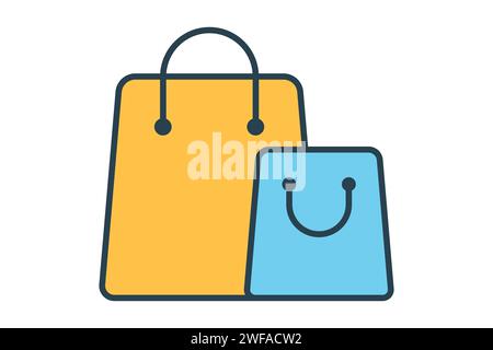 Shopping bag icon. icon related to shopping and retail areas. flat line icon style. element illustration Stock Vector
