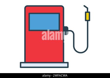 gas station icon. icon related to fuel and service stations. flat line icon style. element illustration Stock Vector