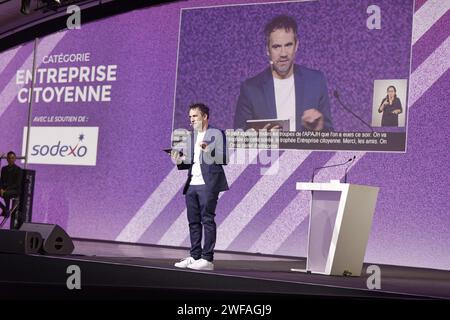 Paris, France. 26th Nov, 2023. Alex Goude hosts the 18th edition of the Trophees APAJH at the Carrousel du Louvre in Paris, France Stock Photo