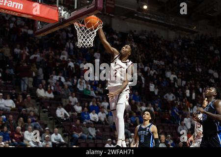 Blacksburg, VA, USA. 29th Jan, 2024. Virginia Tech Hokies guard MJ Collins (2) dunks the ball during the NCAA basketball game between the Duke Blue Devils and the Virginia Hokies at Cassell Coliseum in Blacksburg, VA. Jonathan Huff/CSM/Alamy Live News Stock Photo