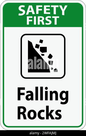 Safety First Sign, Park Sign and Guide Sign, Falling Rocks Stock Vector