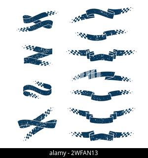 Sport checkered grunge flags set Stock Vector