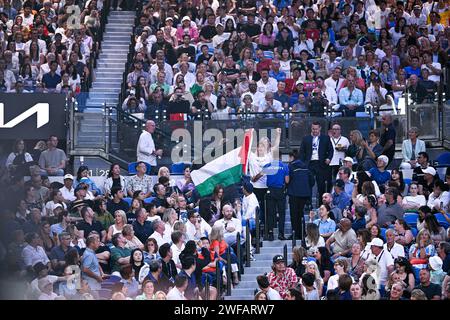 Melbourne, Australie. 27th Jan, 2024. Demonstrators for Free Palestine during the Australian Open AO 2024 Grand Slam tennis tournament on January 27, 2024 at Melbourne Park in Australia. Photo Victor Joly/DPPI Credit: DPPI Media/Alamy Live News Stock Photo