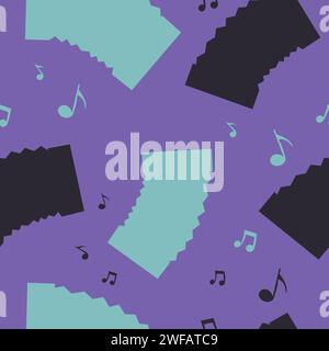 Accordion musical instrument with melody notes Stock Vector