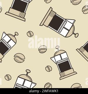 Coffee plunger or french press with coffeeberry Stock Vector