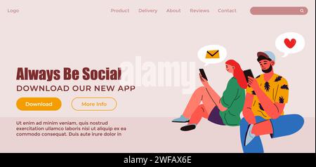 Always be social, download our new application Stock Vector
