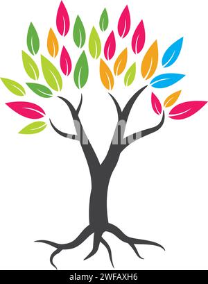 Tree icon concept of a stylized tree with letter Stock Vector