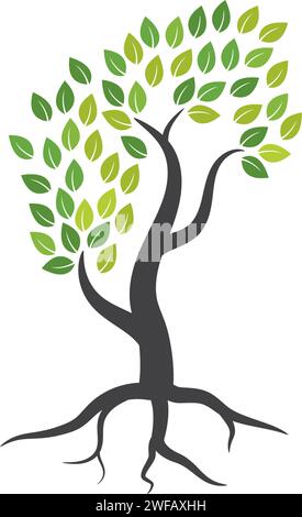 Tree icon concept of a stylized tree with letter Stock Vector