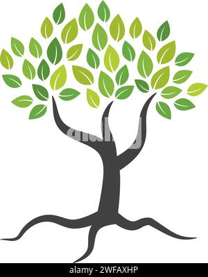 Tree icon concept of a stylized tree with letter Stock Vector