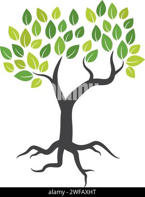 Tree icon concept of a stylized tree with letter Stock Vector