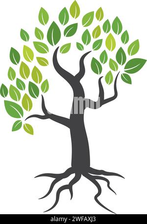 Tree icon concept of a stylized tree with letter Stock Vector
