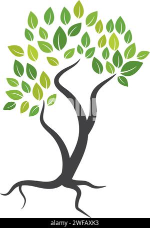 Tree icon concept of a stylized tree with letter Stock Vector