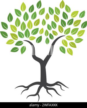 Tree icon concept of a stylized tree with letter Stock Vector