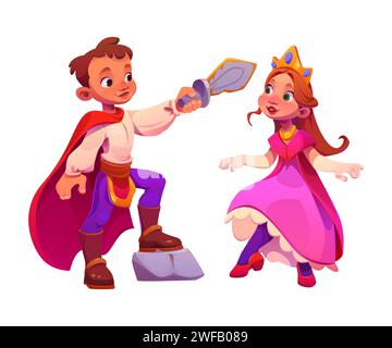 cute little girl dressed as a princess line style character vector ...