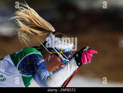 Pyeongchang, South Korea. 30th Jan, 2024. Elsa Taenglander of Sweden competes during the Women's 7.5km Classic of Cross-Country Skiing event at the Gangwon 2024 Winter Youth Olympic Games in Pyeongchang, South Korea, Jan. 30, 2024. Credit: Hu Huhu/Xinhua/Alamy Live News Stock Photo