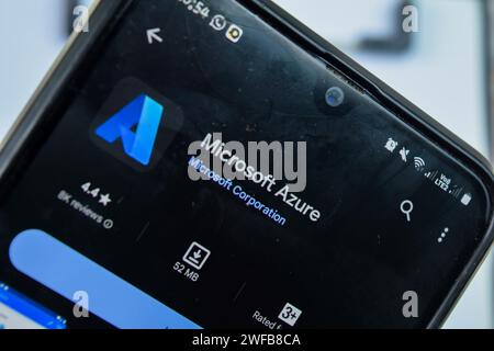 Microsoft Azure application on Smartphone screen. Azure is a freeware web browser developed by Microsoft Corporation. Bekasi, Indonesia, Januay 30, 20 Stock Photo