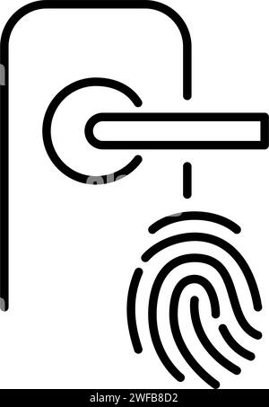 Smart lock with fingerprint recognition. Pixel perfect icon Stock Vector
