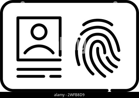 Identity card with fingerprint signifying the role of biometric data in personal identification. Pixel perfect, editable Stock Vector