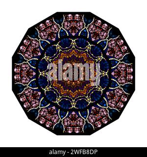 Kaleidoscop - abstract image created by multiple mirroring of the stained glass window Stock Photo