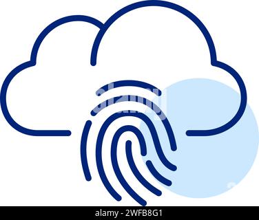 Fingerprint recognition. Secure cloud-based biometric data storage. Pixel perfect, editable stroke Stock Vector