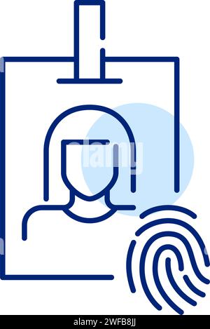 Identity verification Icon. Fingerprint on an identity card with woman picture. Role of biometric data Stock Vector