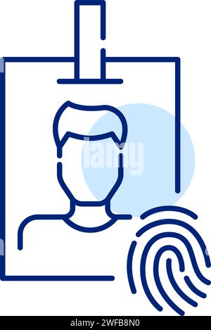 Identity verification Icon. Fingerprint on an identity card with man picture. Role of biometric data in identification Stock Vector