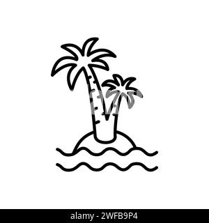 Palm Tree Line Icon On White Background Stock Vector