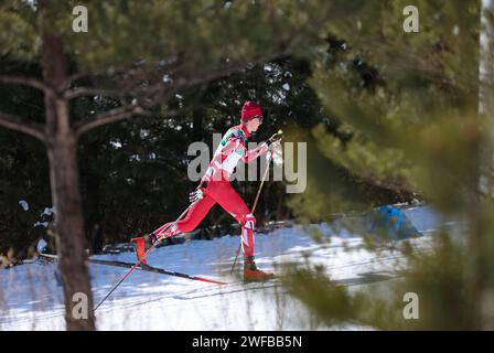 Pyeongchang, South Korea. 30th Jan, 2024. Niklas Walcher of Austria competes during the Men's 7.5km Classic of Cross-Country Skiing event at the Gangwon 2024 Winter Youth Olympic Games in Pyeongchang, South Korea, Jan. 30, 2024. Credit: Hu Huhu/Xinhua/Alamy Live News Stock Photo
