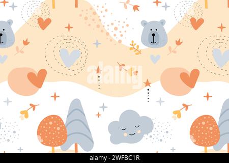 Bohemian baby pattern. Seamless baby pattern in boho style. Stock Vector