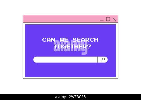 neobrutalism, y2k interface, retro groovy internet window, search, search bar vector Stock Vector