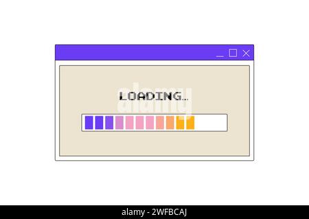 loading window, web interface, neobrutalism, y2k interface, retro groovy vector Stock Vector