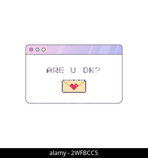 y2k interface, Icon, signature popup, are you okay, valentine's day interface element vector Stock Vector