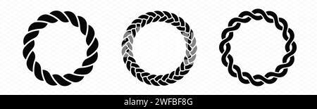 Braid circle frame. Round braided ring. Stock Vector