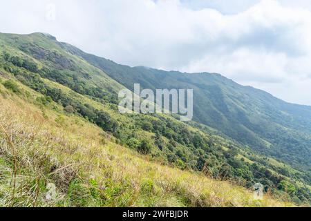 The Brahmagiri Hills are located in the Wayanad District of Kerala and in the Koduk District of Karnataka. Stock Photo