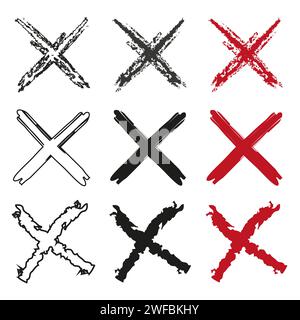 Cross icon. Set x. Vector illustration. EPS 10. Stock image. Stock Vector