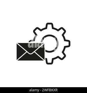 Icon of email configuration. Mail options concept icon. Mail setting, gear wheel, letter, cog symbol. Vector illustration. EPS 10. Stock image. Stock Vector