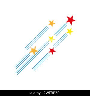 Star rise. Fireworks symbol. Congratulations sign. Nomination presentation. Presentation of a colored star. Vector illustration. EPS 10. Stock image. Stock Vector