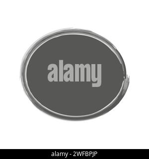 Ink gray oval icon. Abstract sign. Realistic hand drawn art. Watercolor brush texture. Vector illustration. Stock image. EPS 10. Stock Vector