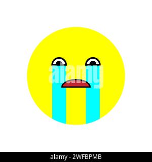 Crying emoji. Emotion face. Yellow icon. Message button. Communication background. Vector illustration. Stock image. EPS 10. Stock Vector