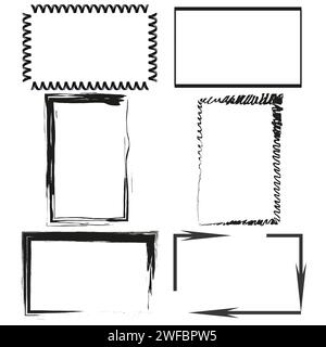 Brush rectangles frames. Brush texture. Vector illustration. EPS 10. Stock Vector