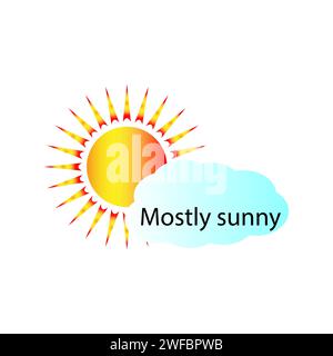 sun mostley sunny. Overcast sky, rainy day. Vector illustration. stock image. EPS 10. Stock Vector
